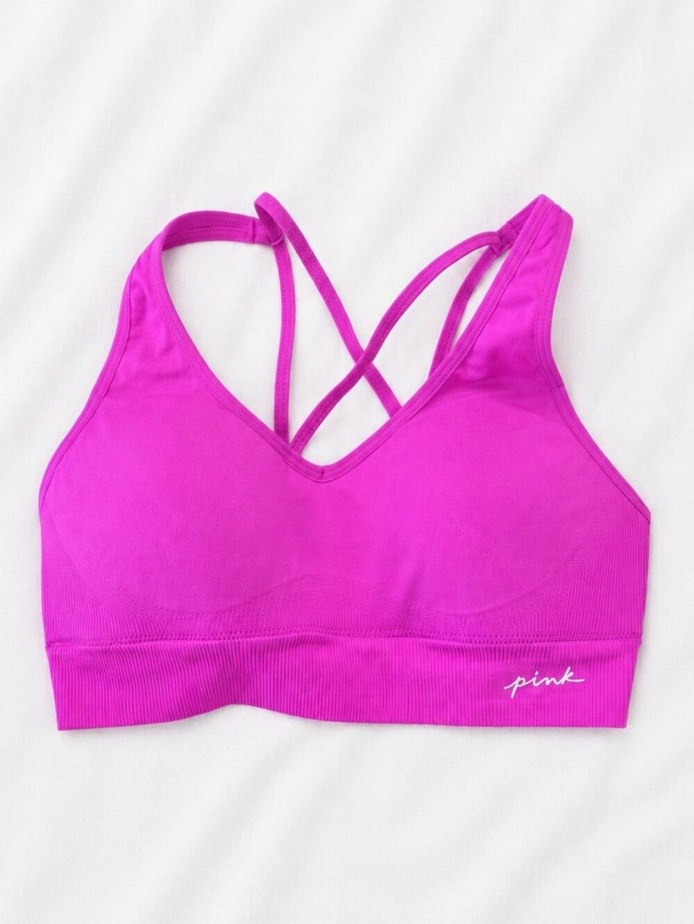 PINK Victoria's Secret Hot Pink Seamless Strappy Sports Bra